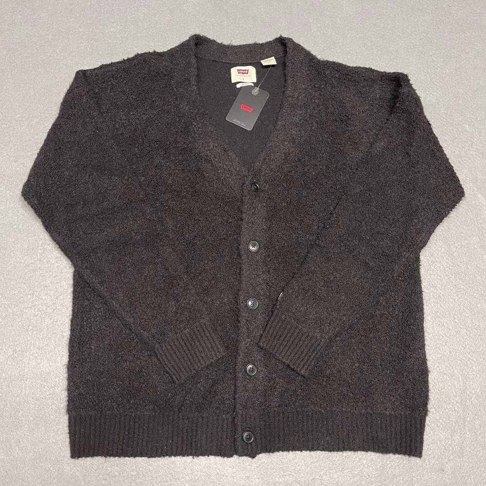 Levis Cardigan Sweater Men Medium Brown Coit Boxy Relax Wool Alpaca Knit Grandpa - Picture 1 of 13